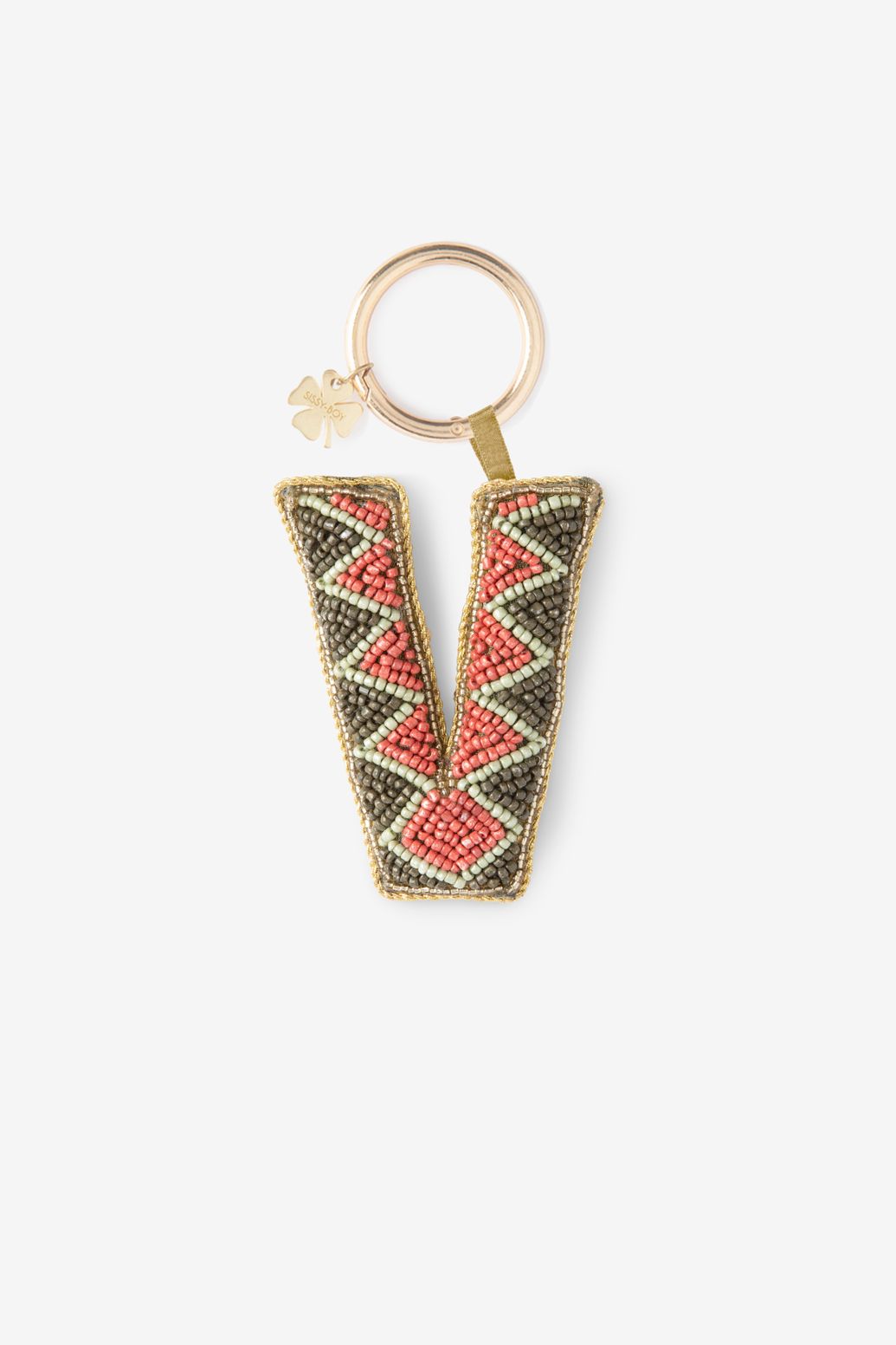 Charm de sac lettre V - vert foncé