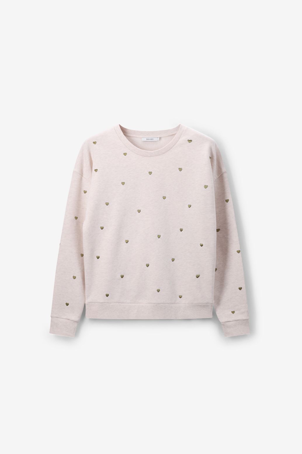 Sweater mit Herzstickerei - beige