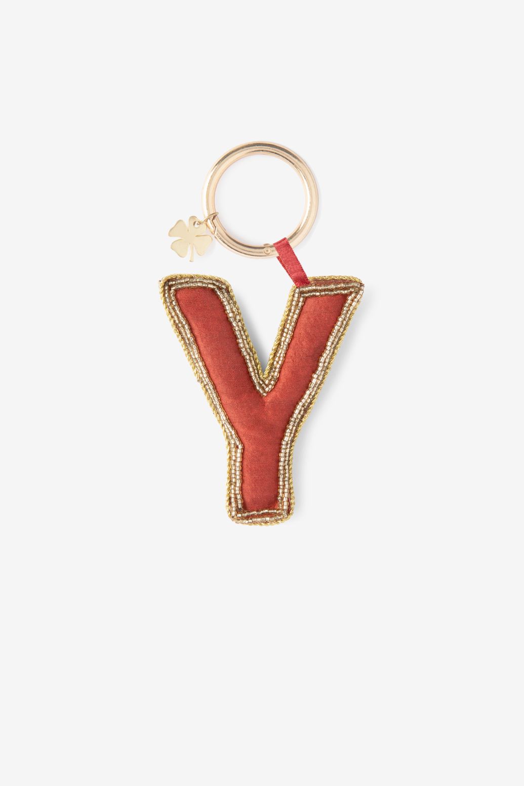 Donkerrode bag charm letter Y