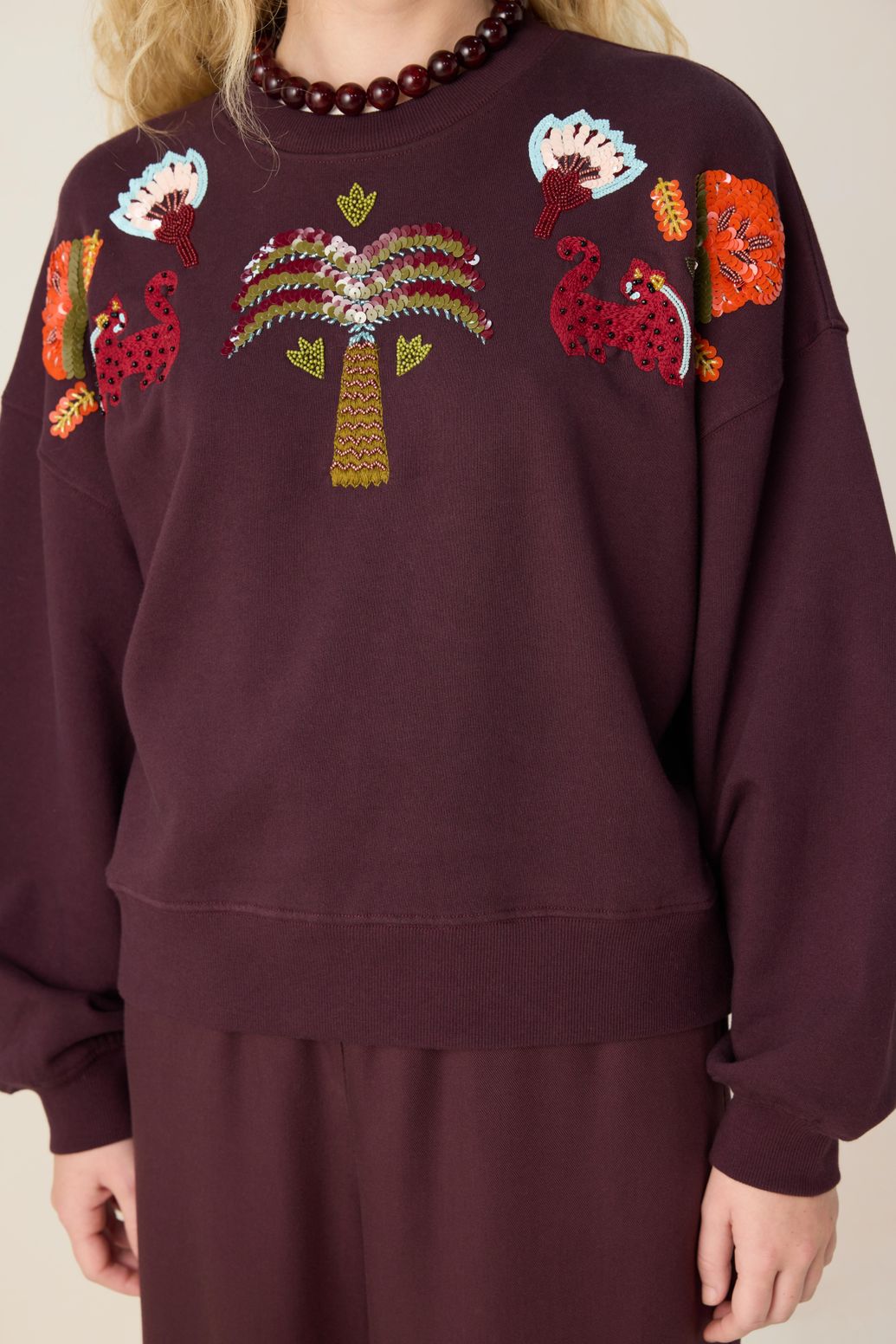 Sweater mit Pailletten - dunkelbraun