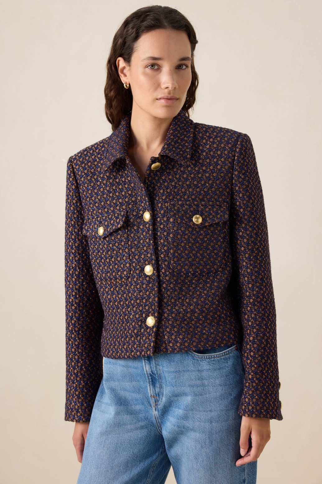 Donkerbruin bouclé jack