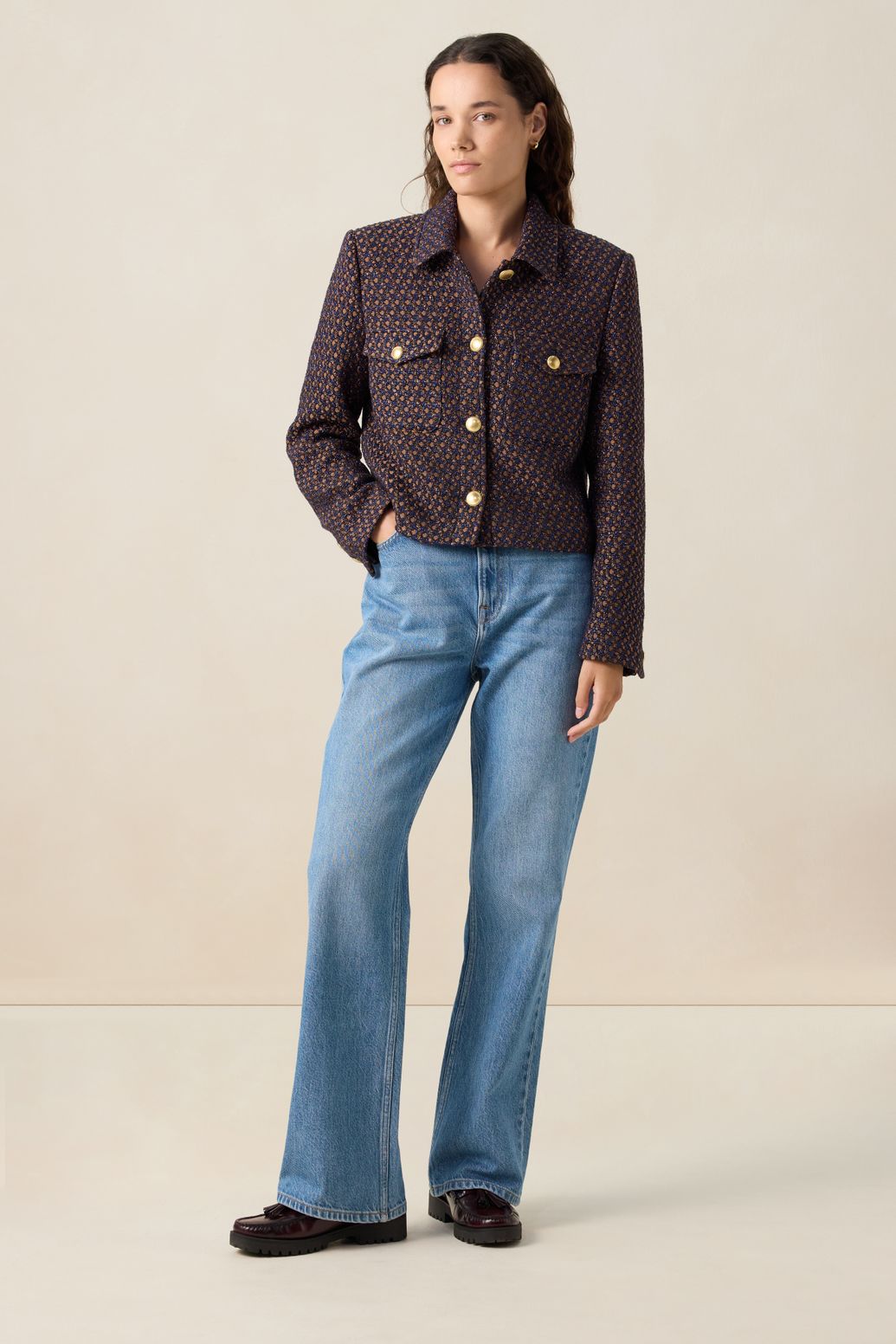 Donkerbruin bouclé jack