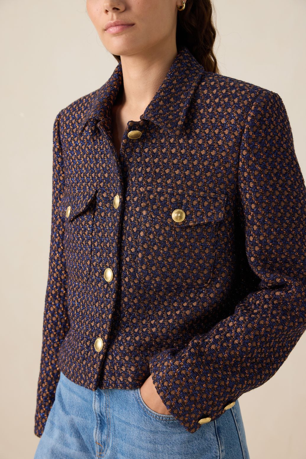 Donkerbruin bouclé jack