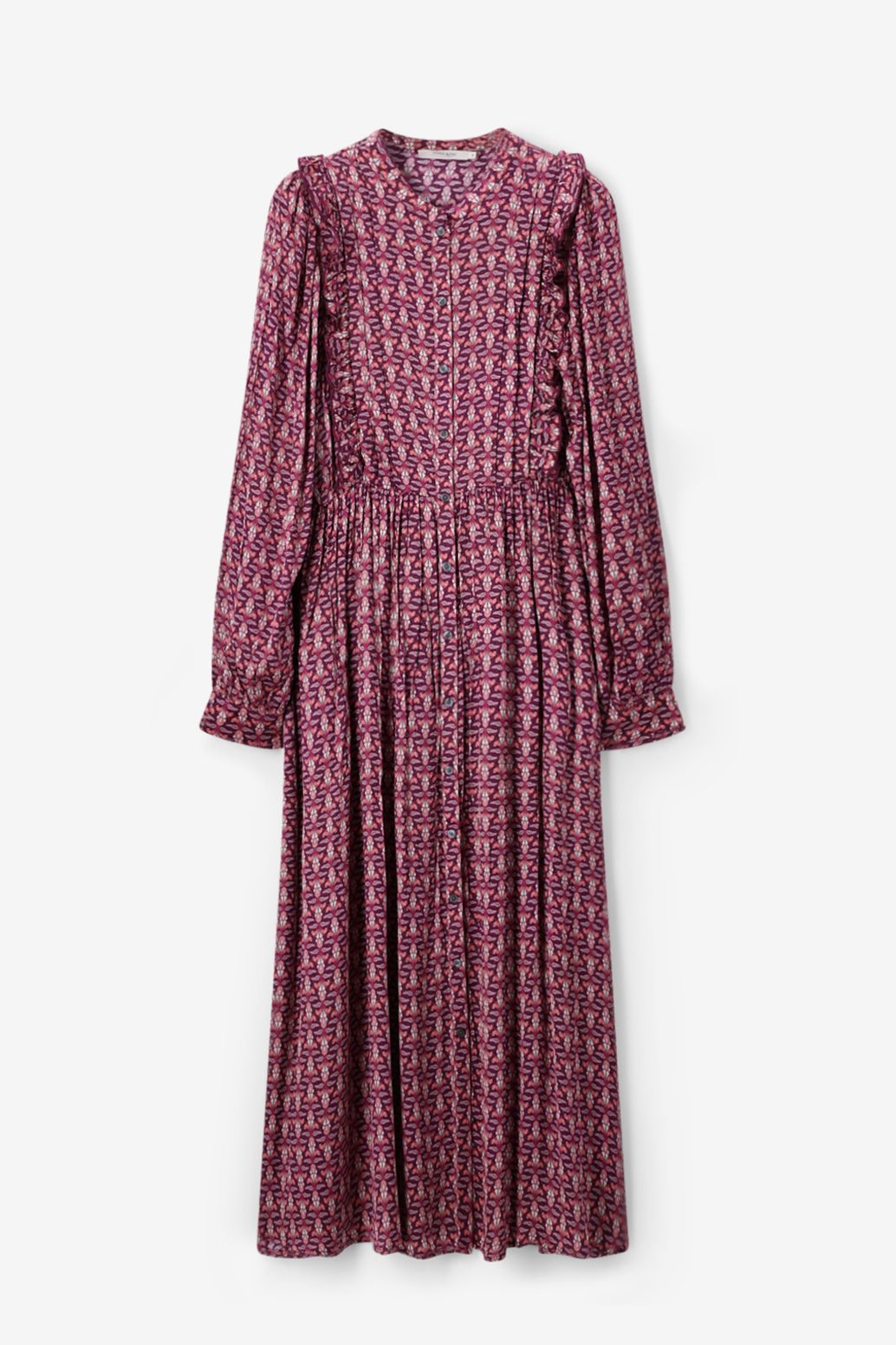 Donkerrode jurk met print