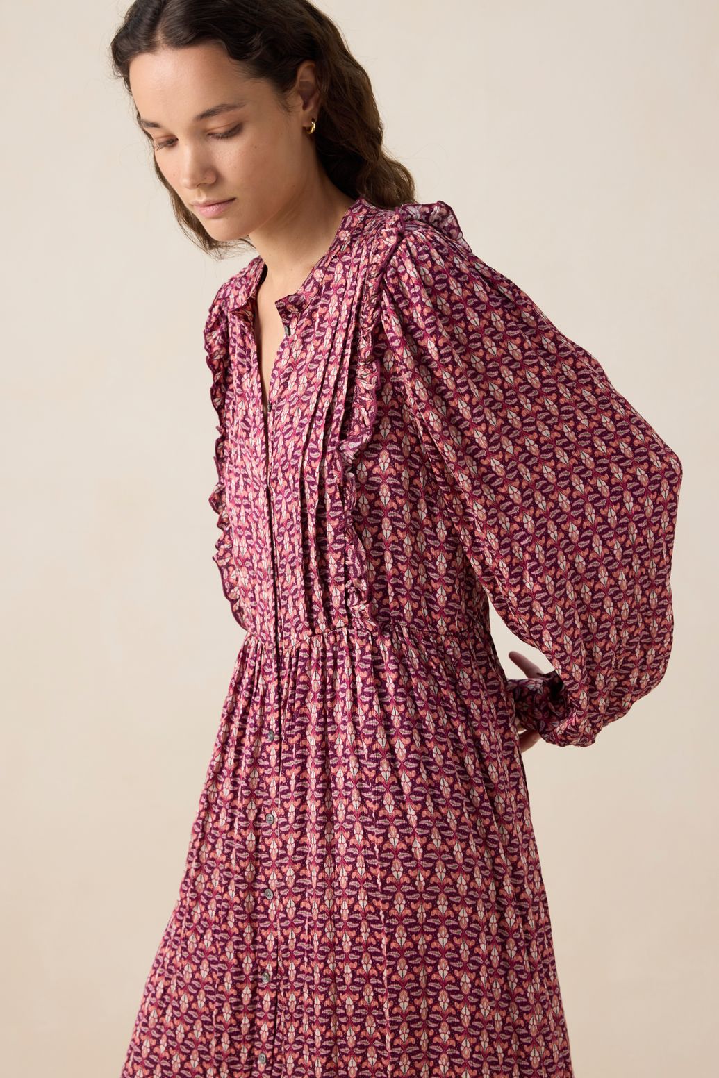 Robe avec imprimé - rouge foncé