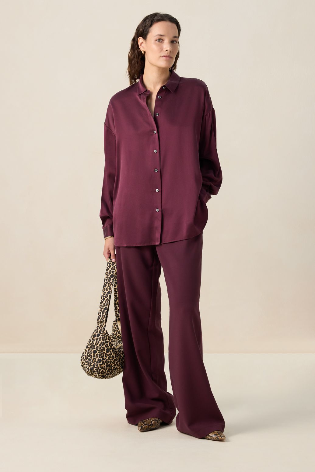 Blouse en soie - rouge foncé