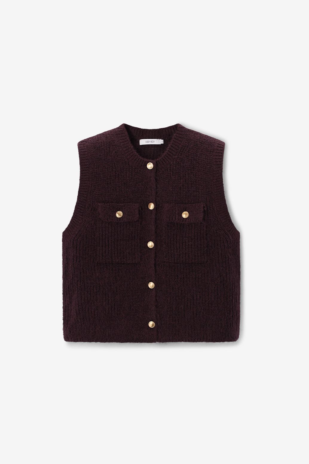 Donkerbruin gebreid gilet