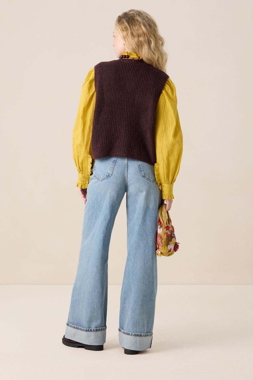 Donkerbruin gebreid gilet