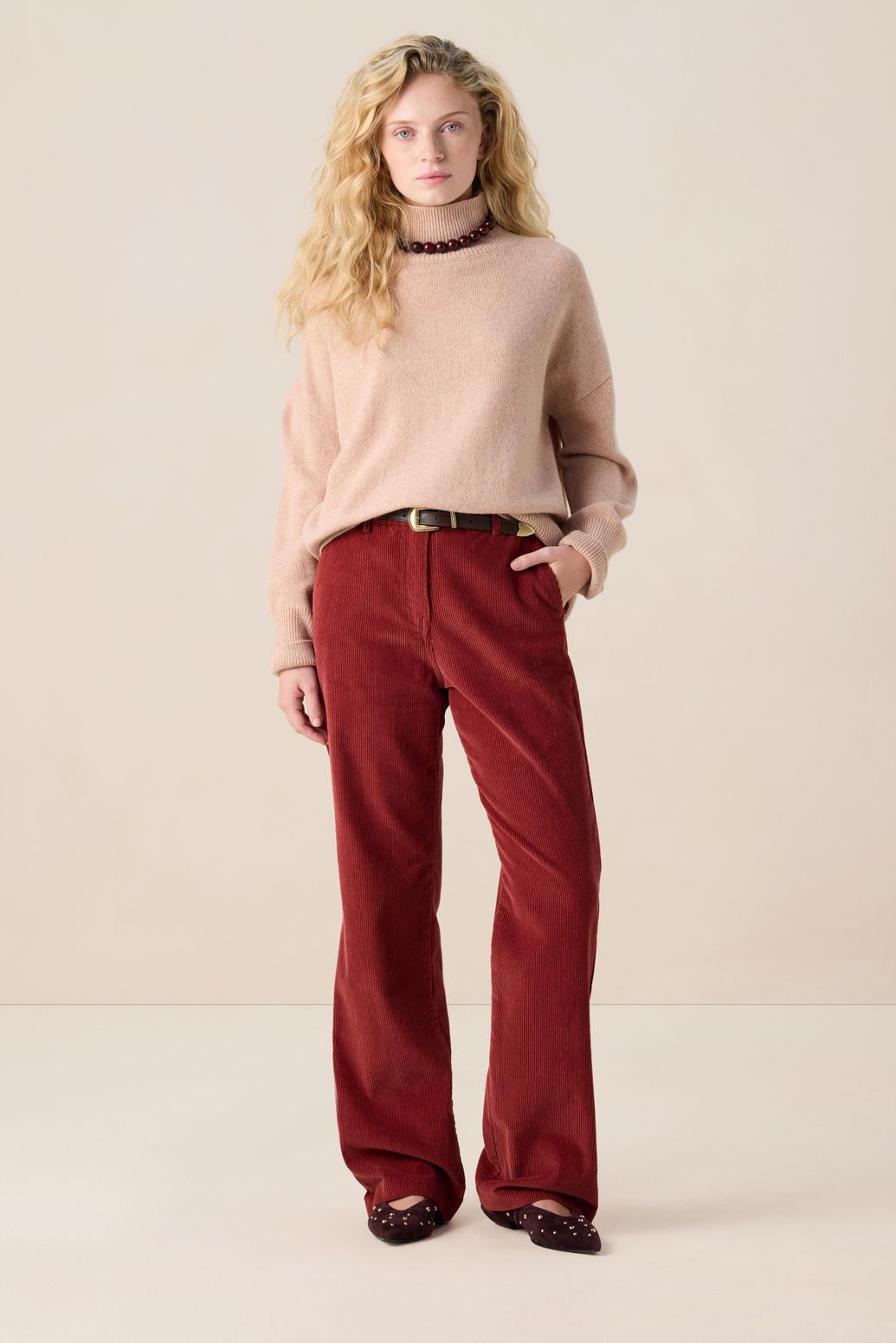 Pull à col roulé - rose clair