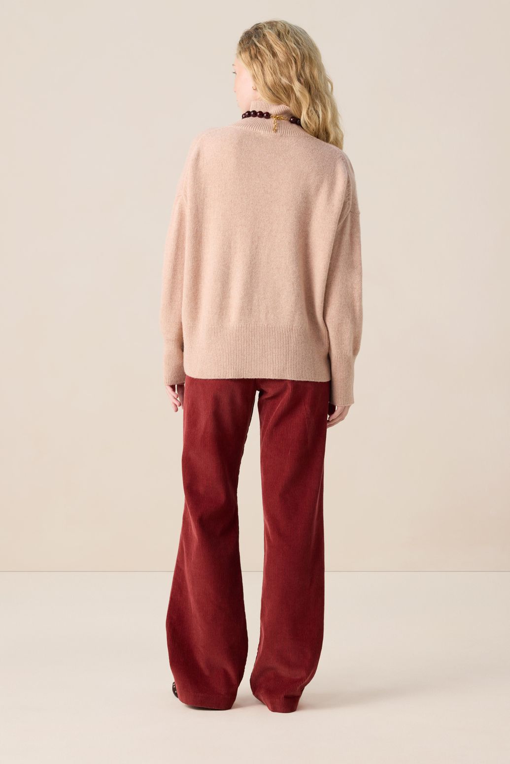 Pull à col roulé - rose clair