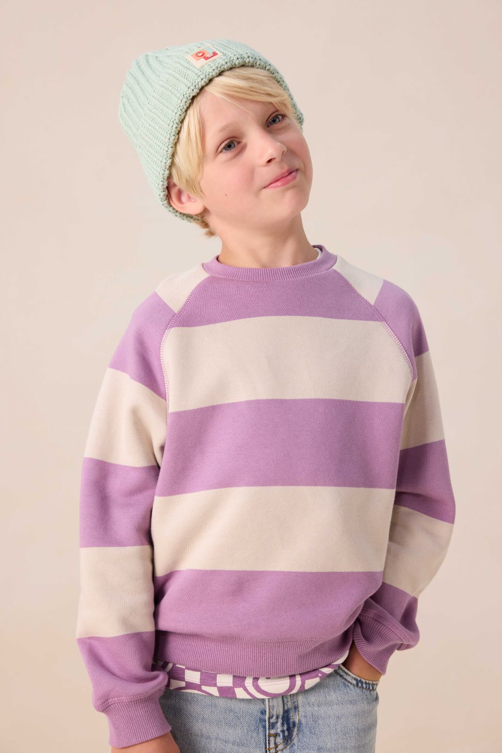 Gestreifter Sweater - flieder