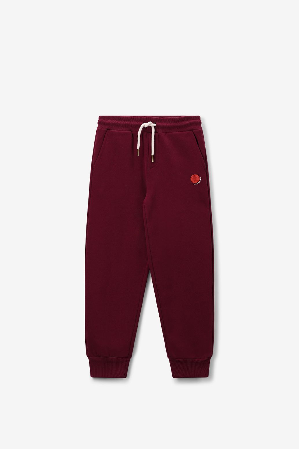 Donkerrode sweatpants met artwork