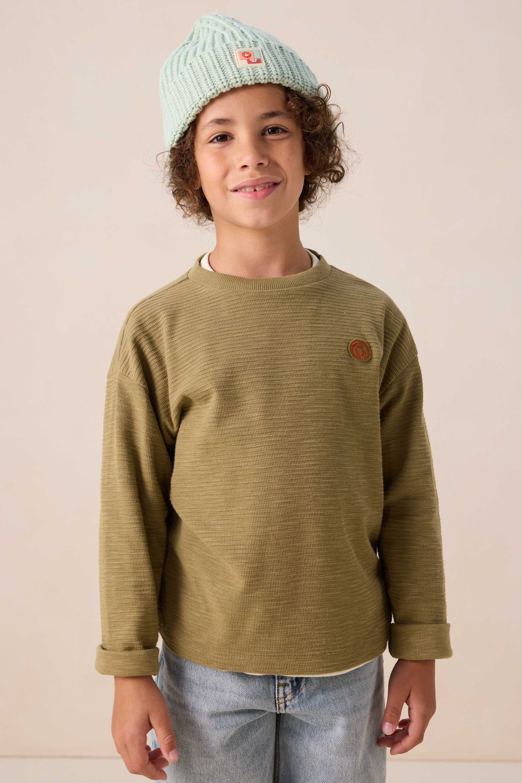 Groene longsleeve met smiley patch
