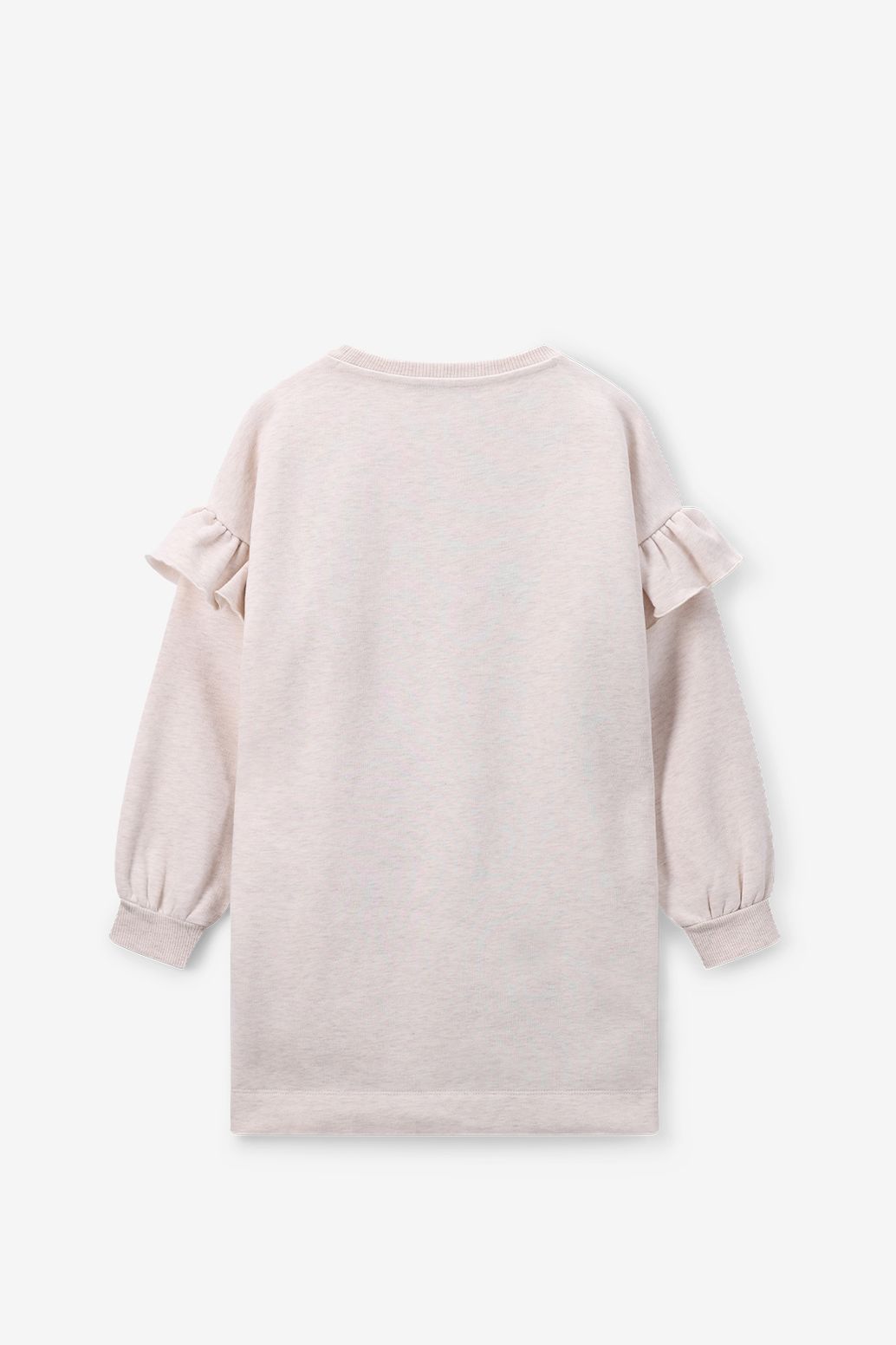 Lichtgrijze sweatjurk met ruffles