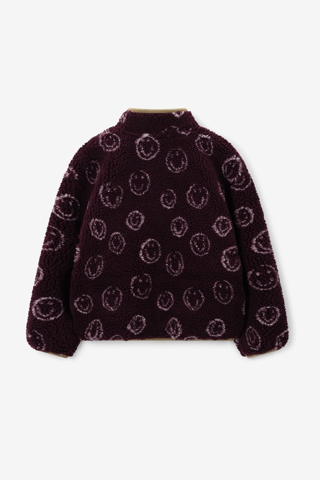 Donkerrode teddy sweater met smileys