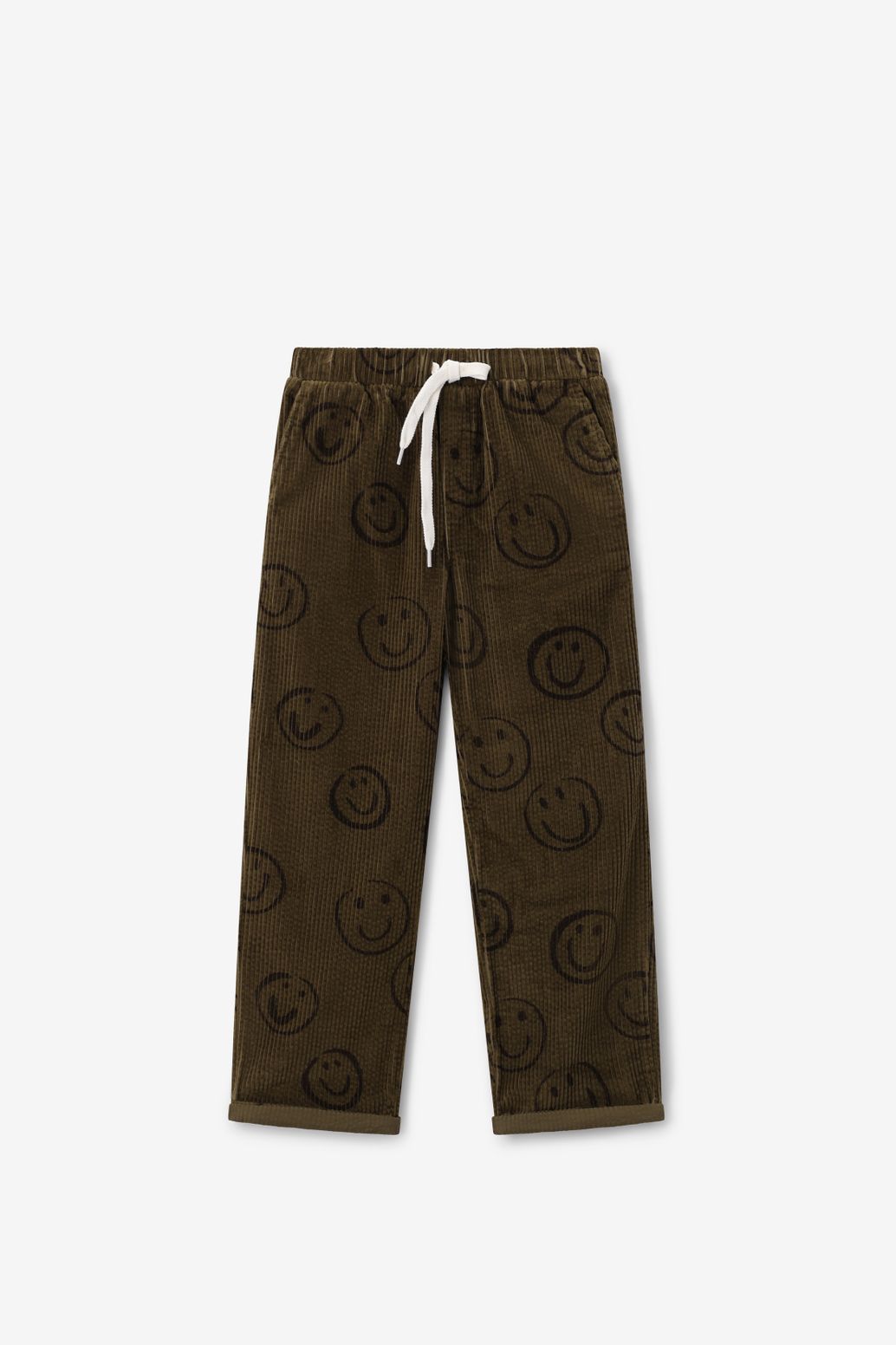 Cordhose mit Smiley-Print - dunkelgrün