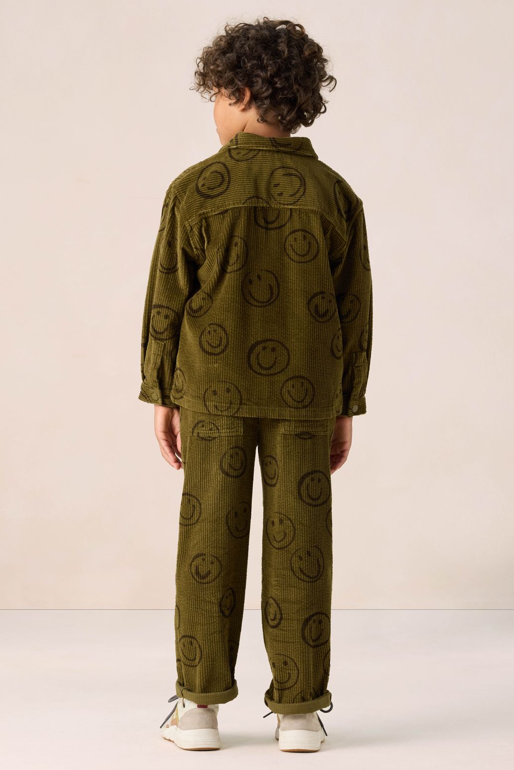 Cordhose mit Smiley-Print - dunkelgrün