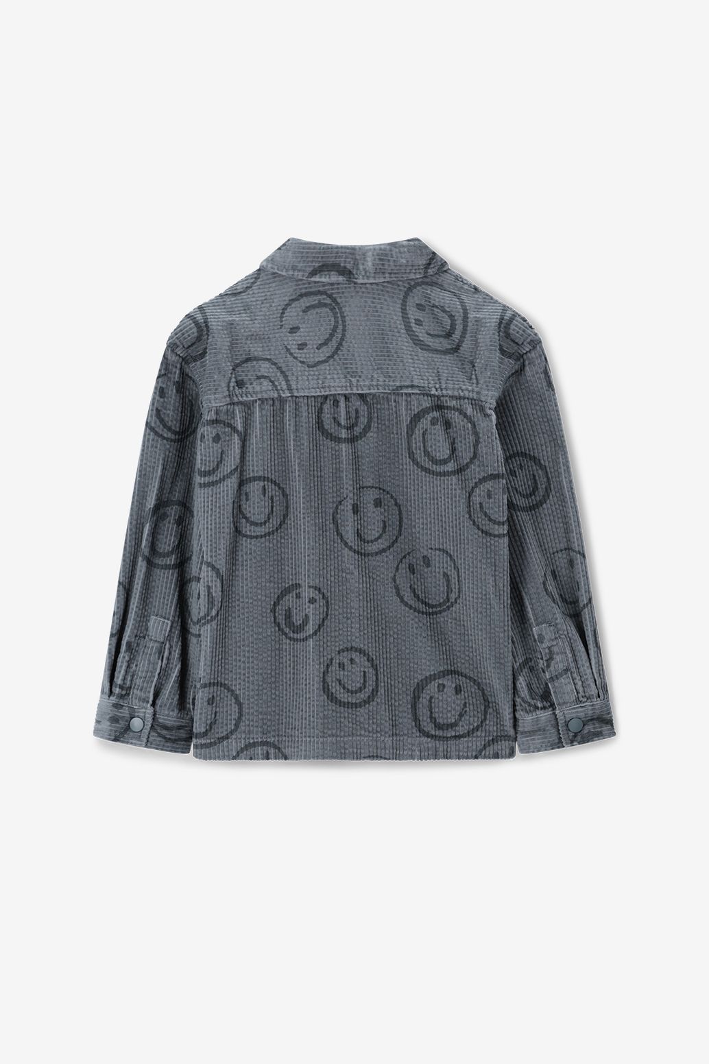 Cordhemd mit Smiley-Print - blau