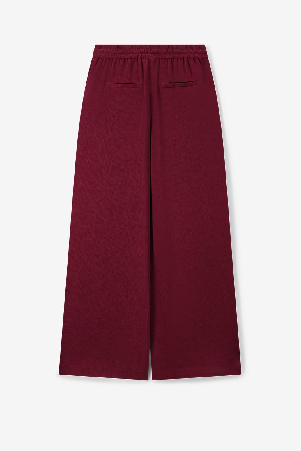 Pantalon taille haute jambes larges - rouge foncé