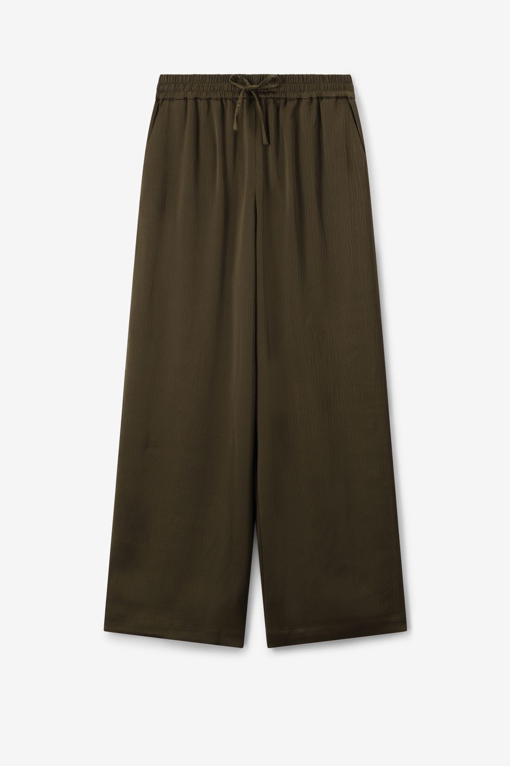 High Waist-Hose mit weitem Schnitt - dunkelgrün