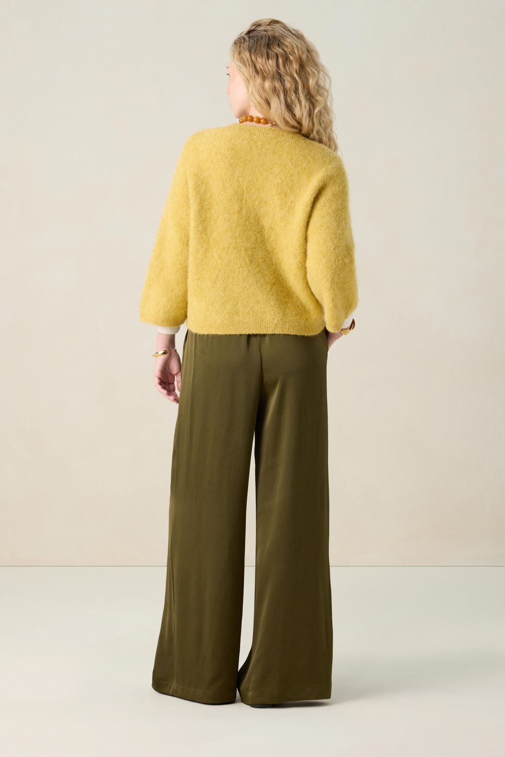 High Waist-Hose mit weitem Schnitt - dunkelgrün