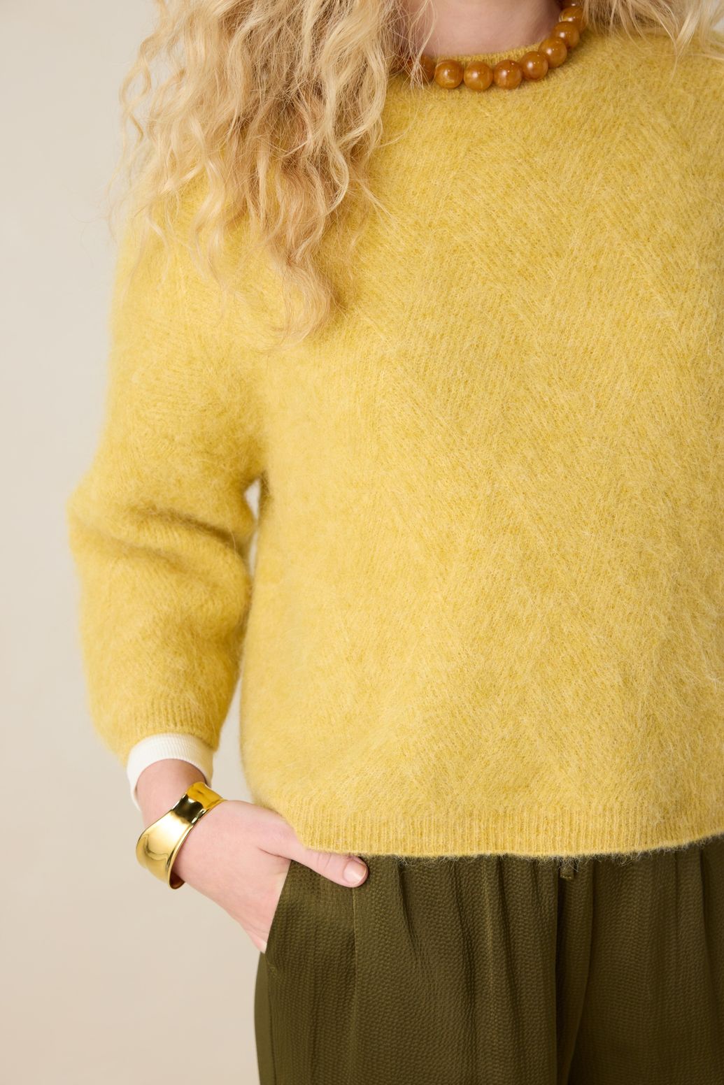 High Waist-Hose mit weitem Schnitt - dunkelgrün