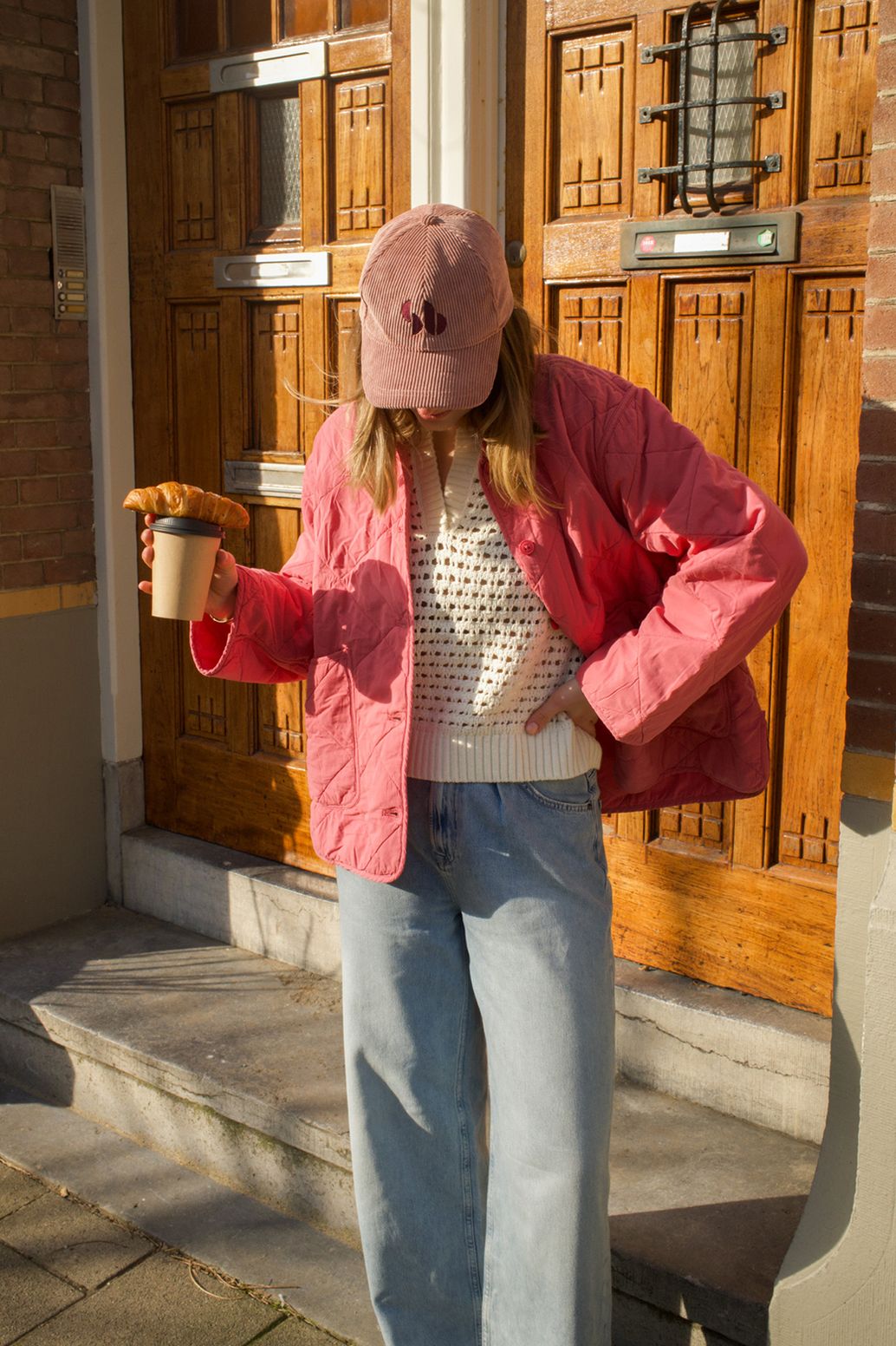 Casquette en velours côtelé - rose