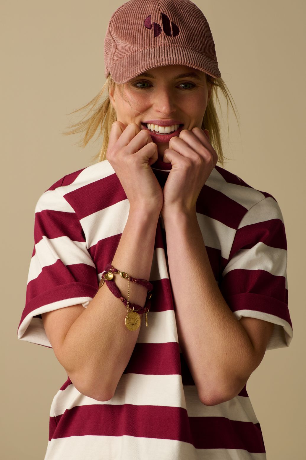 Casquette en velours côtelé - rose