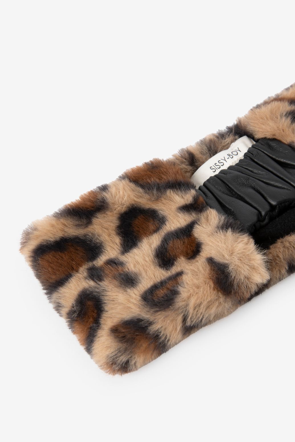 Bandeau en fausse fourrure avec imprimé léopard - marron