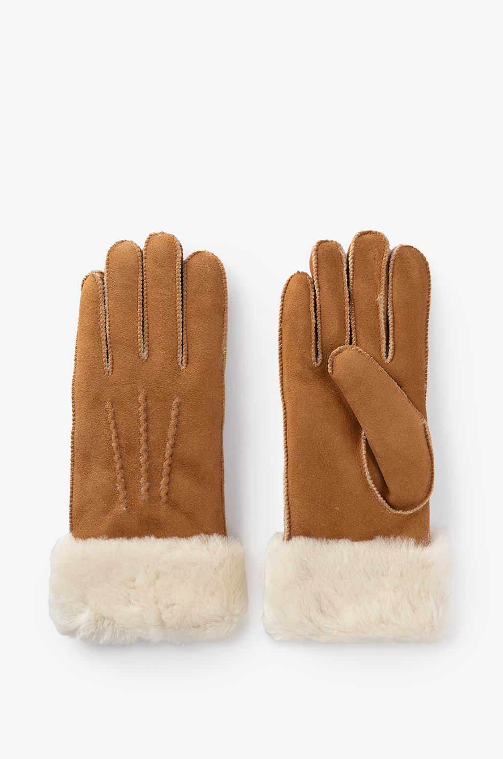 Bruine leren lammy handschoenen