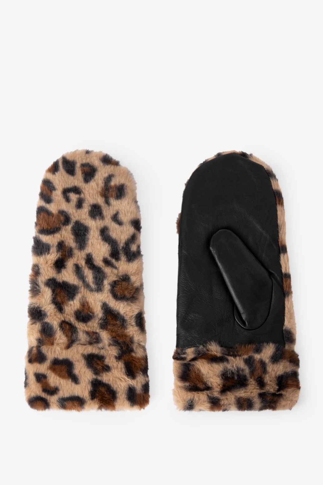 Bruine fur wanten met leopard print