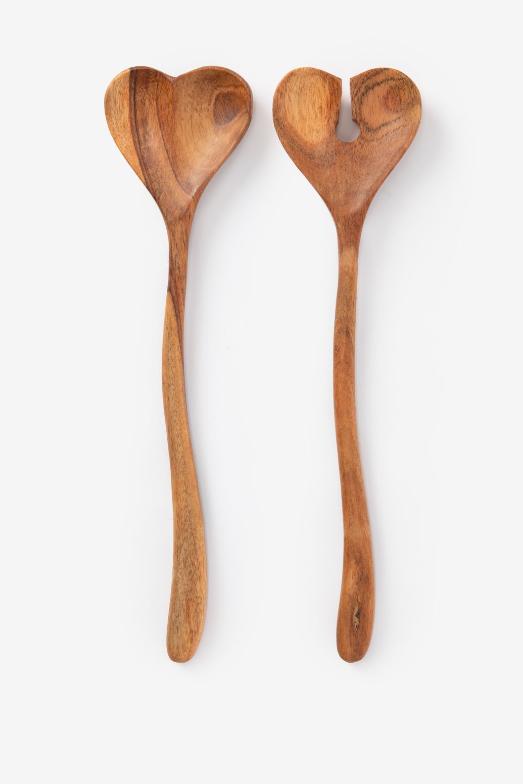 Couverts à salade en bois avec cœur - marron