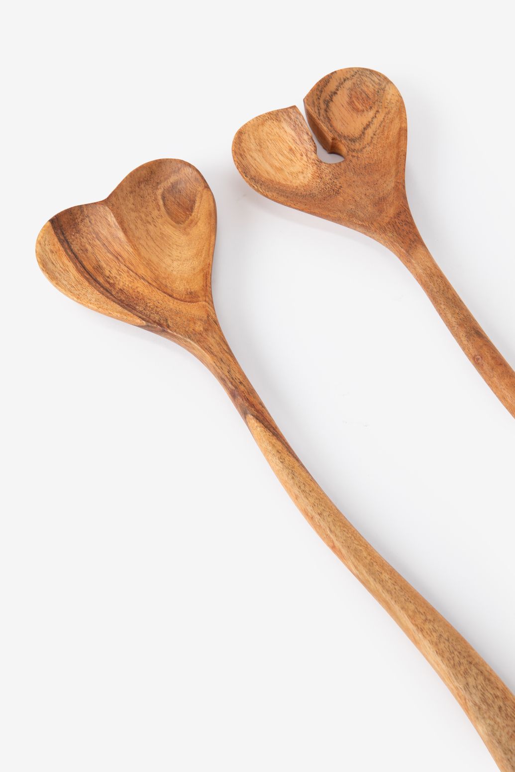 Salatbesteck aus Holz mit Herz - braun