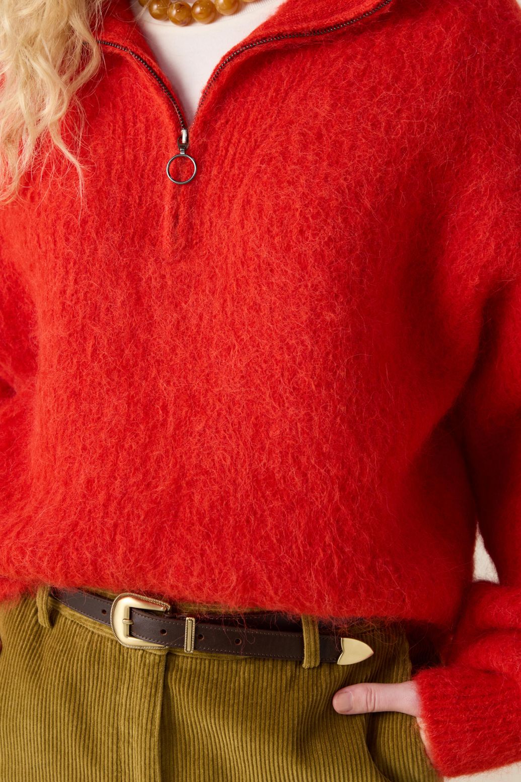Pullover mit Reißverschluss - rot
