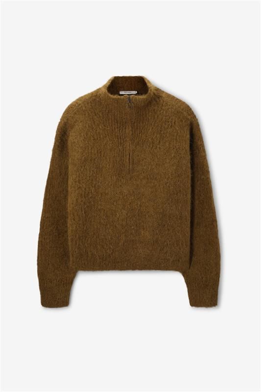 Pullover mit Reißverschluss - dunkelgrün