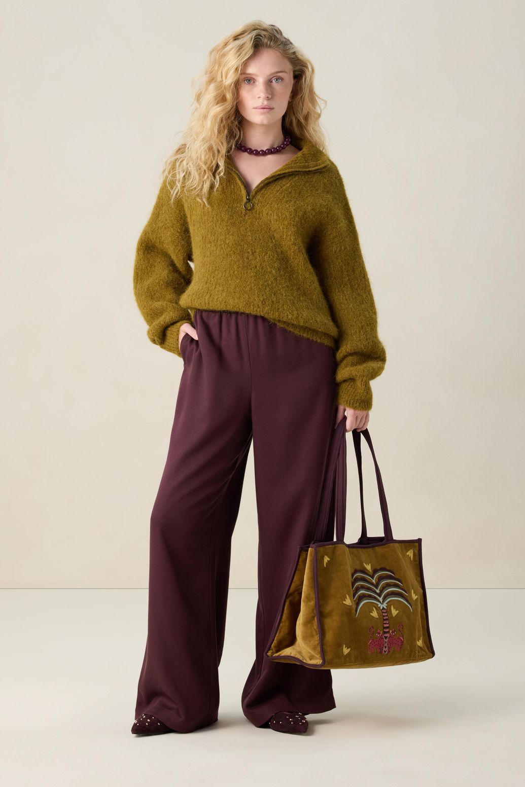 Pullover mit Reißverschluss - dunkelgrün