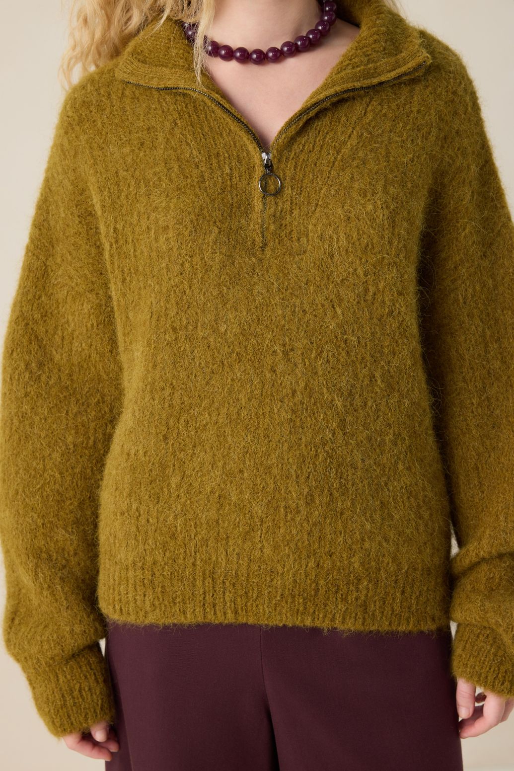 Pullover mit Reißverschluss - dunkelgrün