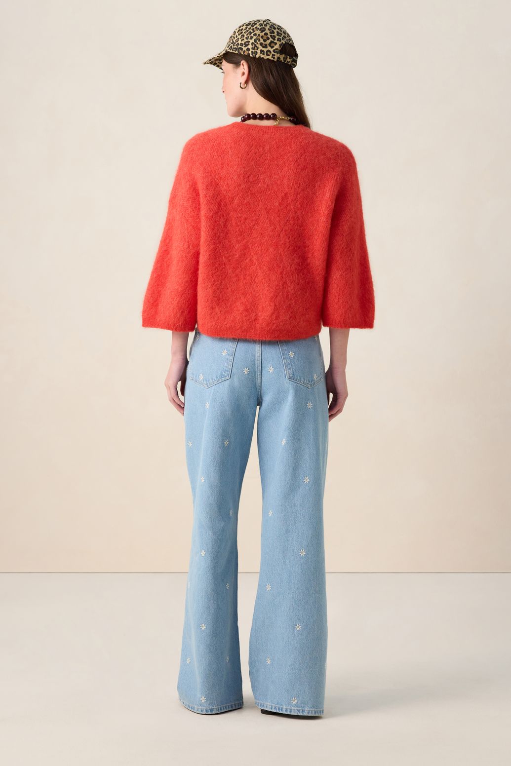 Pull à carreaux - rouge