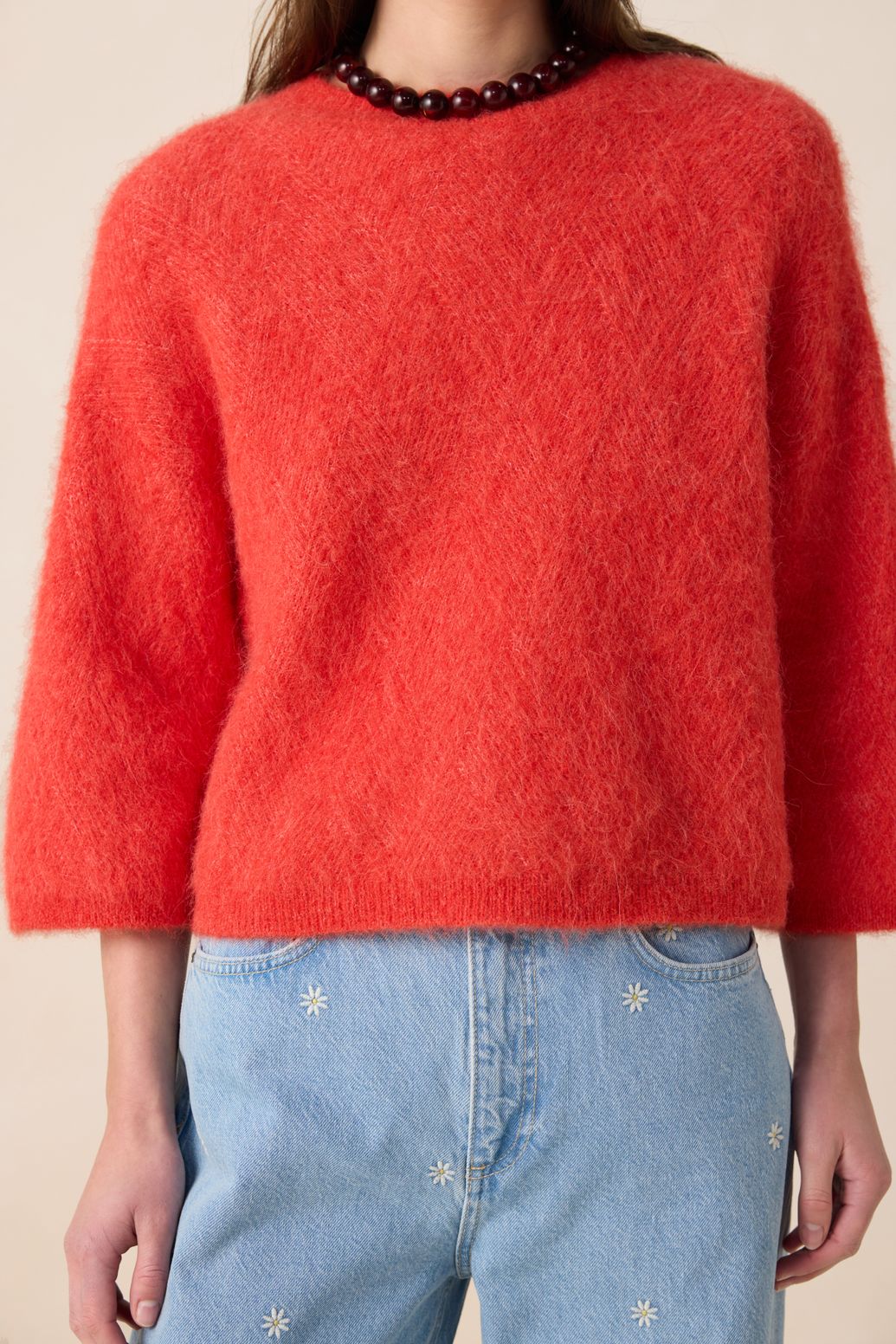 Pull à carreaux - rouge