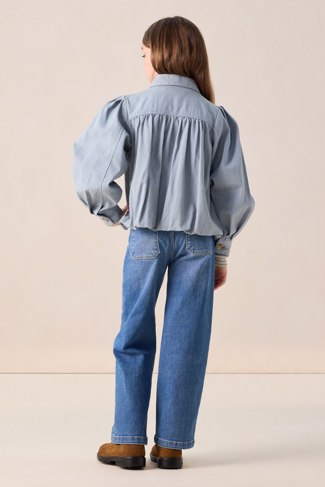 Blauw jack met ballonmouwen