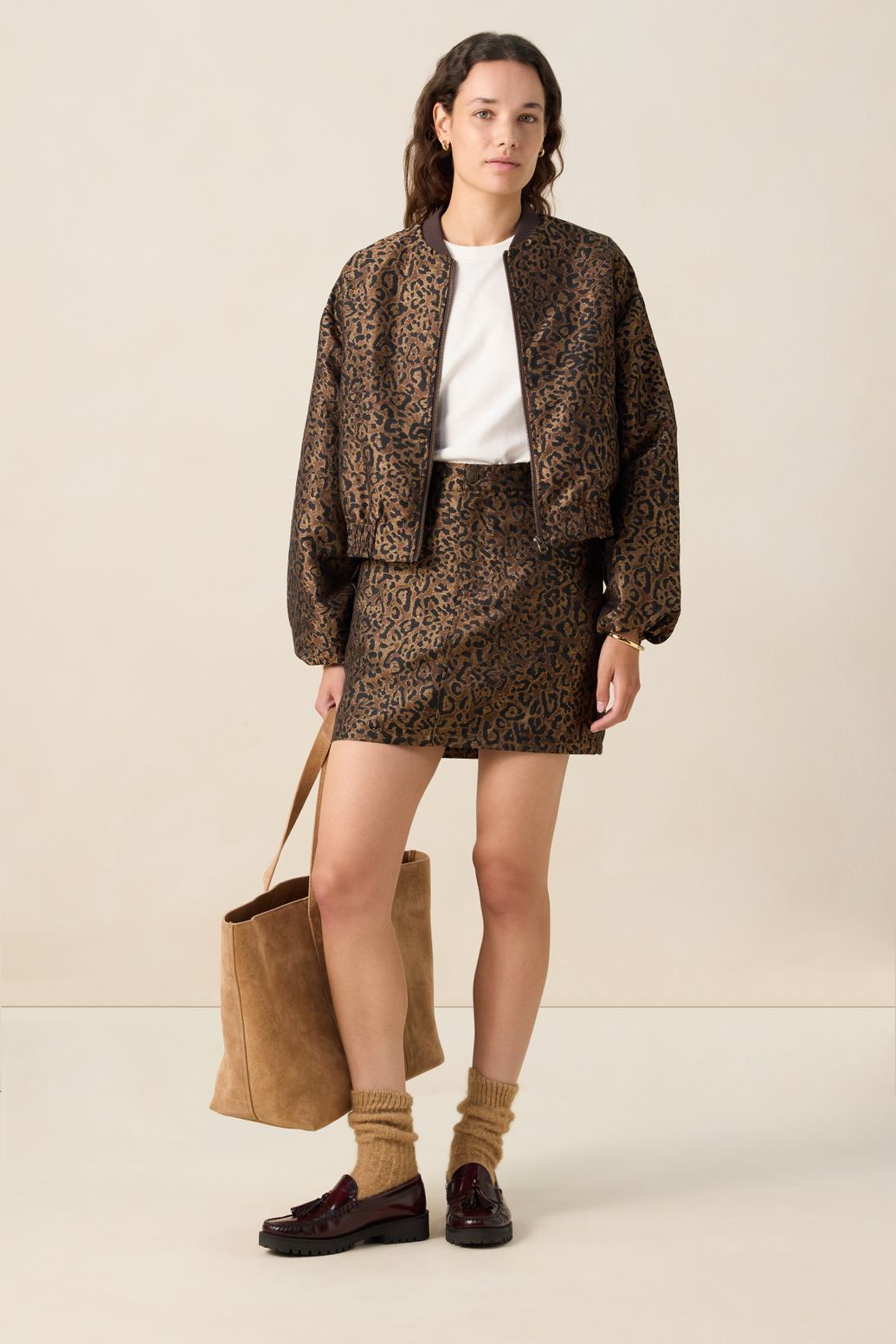 Jacquard-Rock mit Leoprint - dunkelbraun