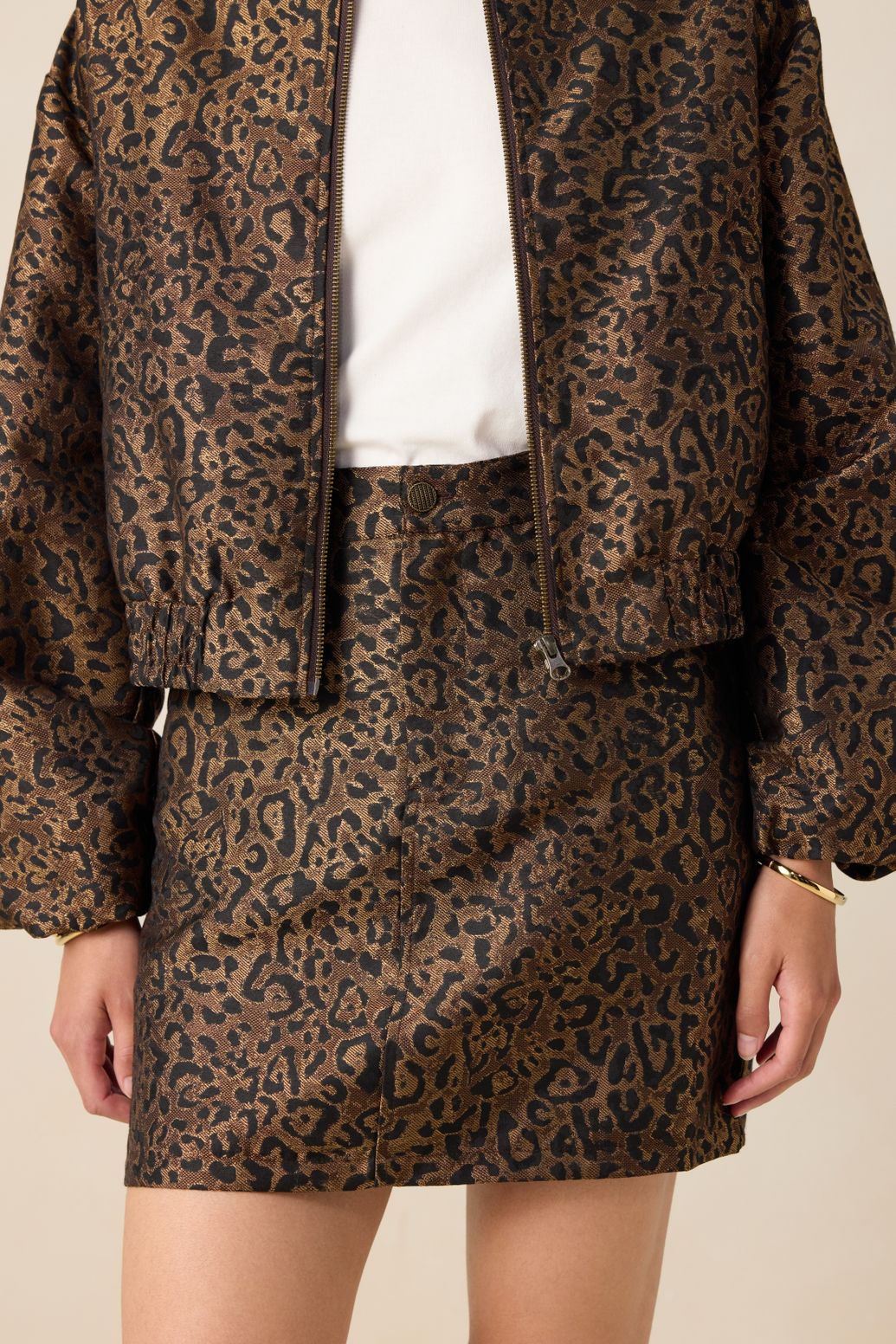 Jacquard-Rock mit Leoprint - dunkelbraun