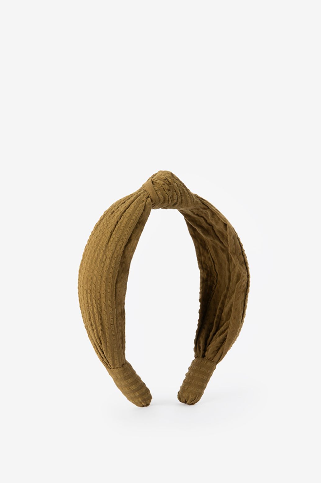 Donkergroene seersucker haarband