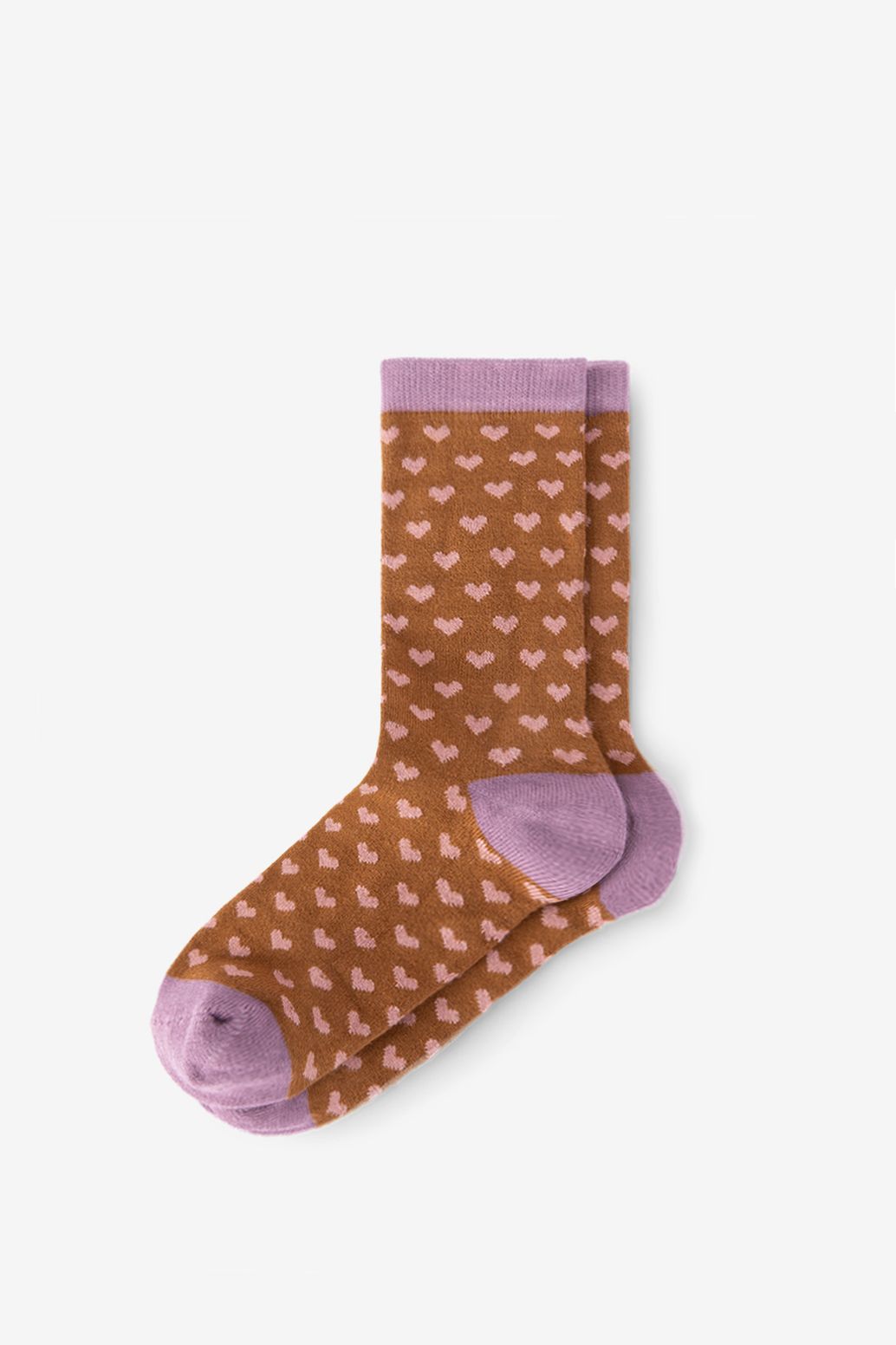 Socken mit Herzmuster - braun