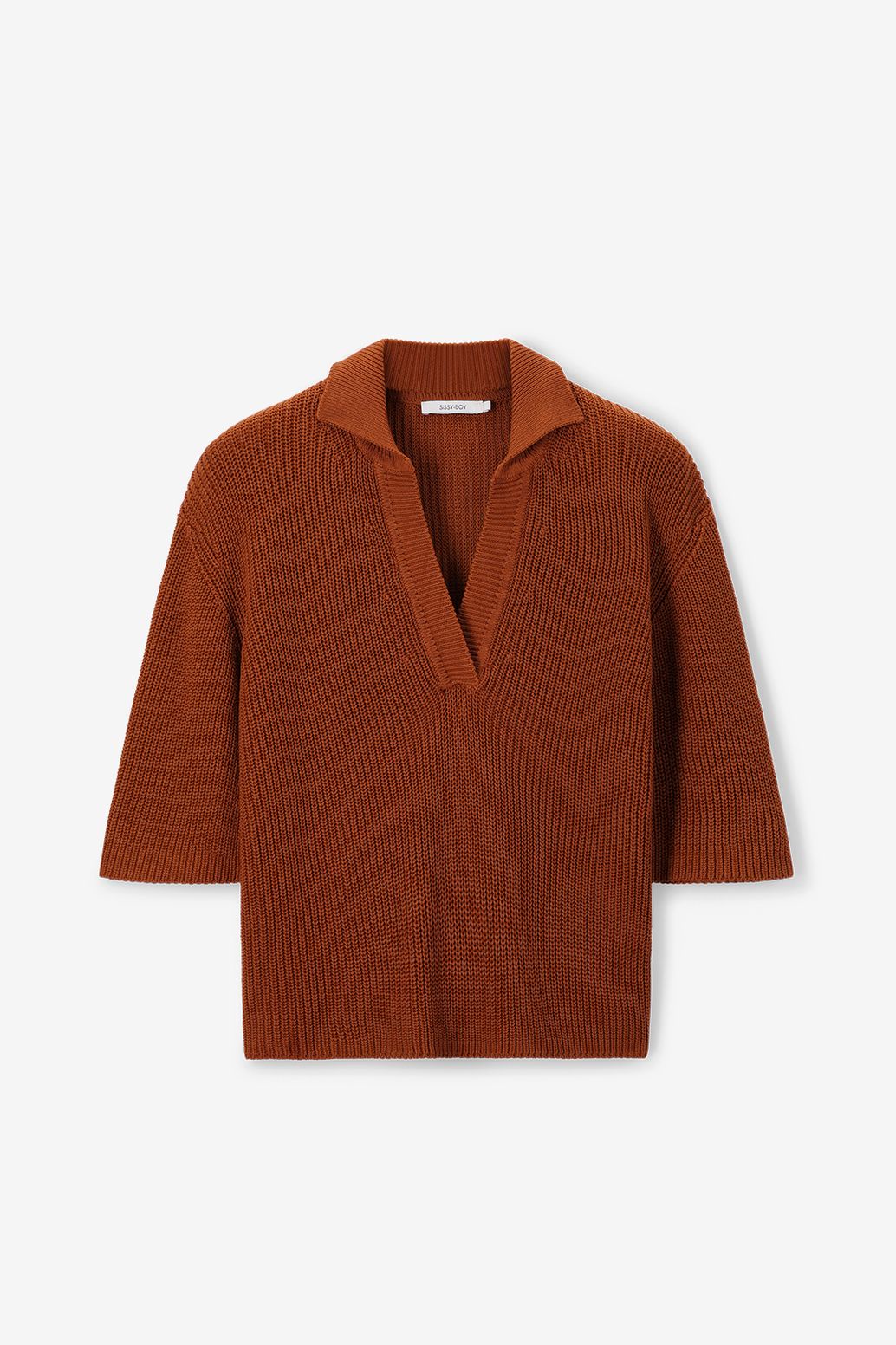 Bruine gebreide polo