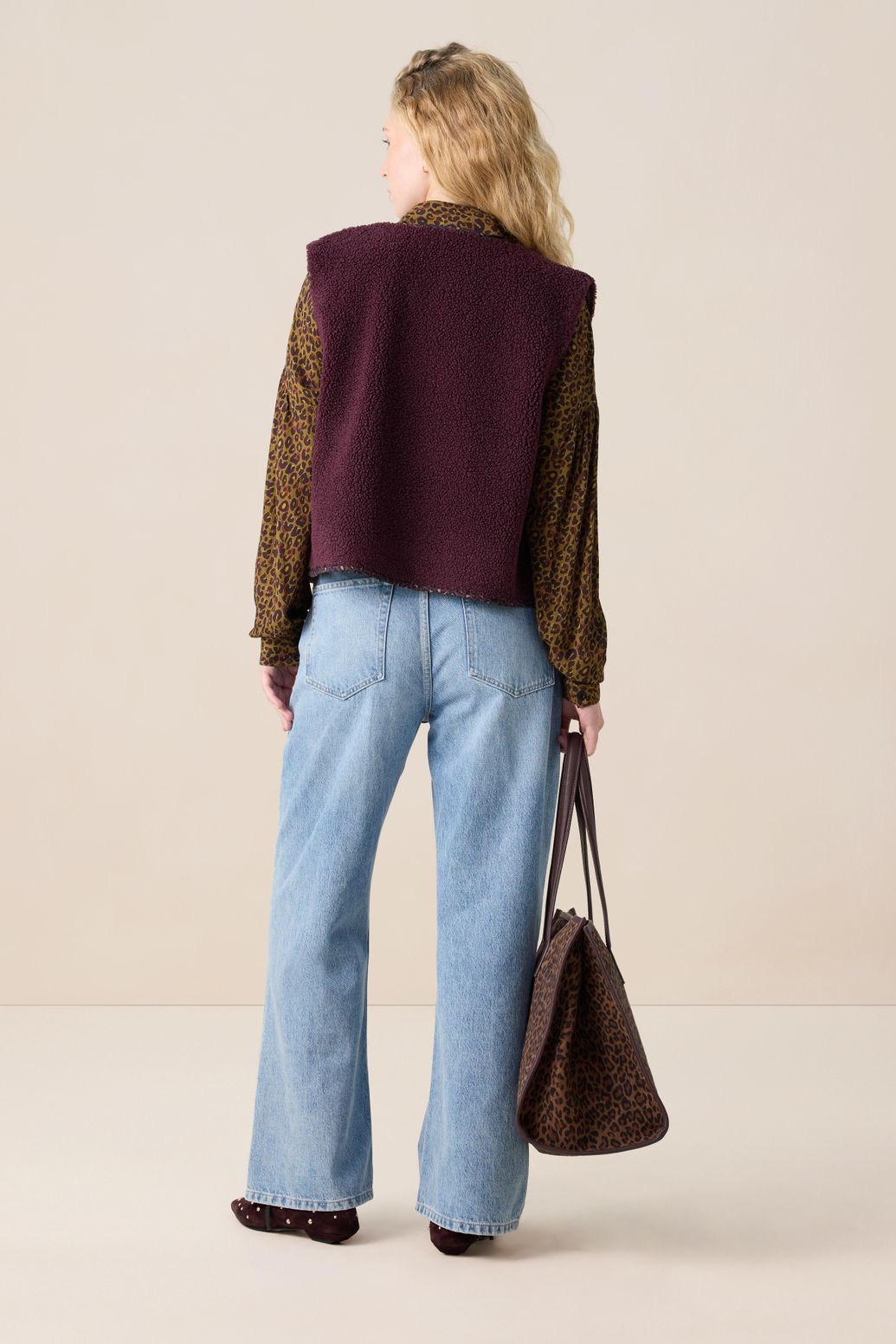 Donkerpaars teddy gilet