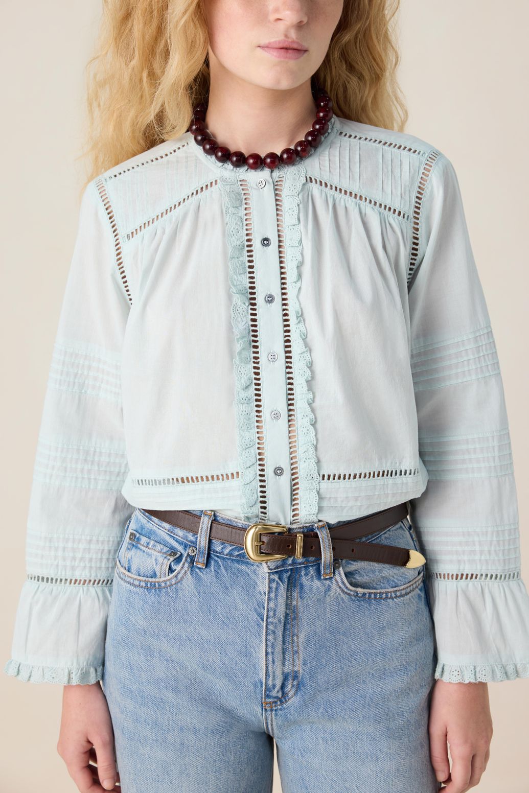 Lichtgroene blouse met emboridery