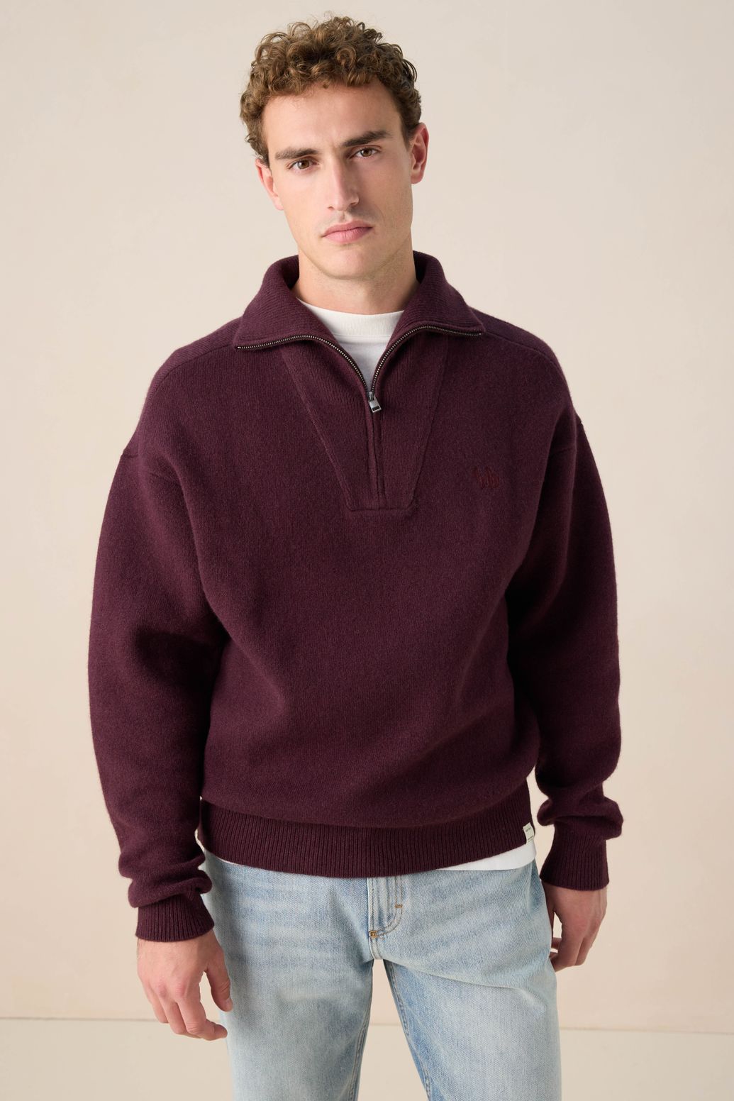 Pull avec fermeture éclair - marron foncé