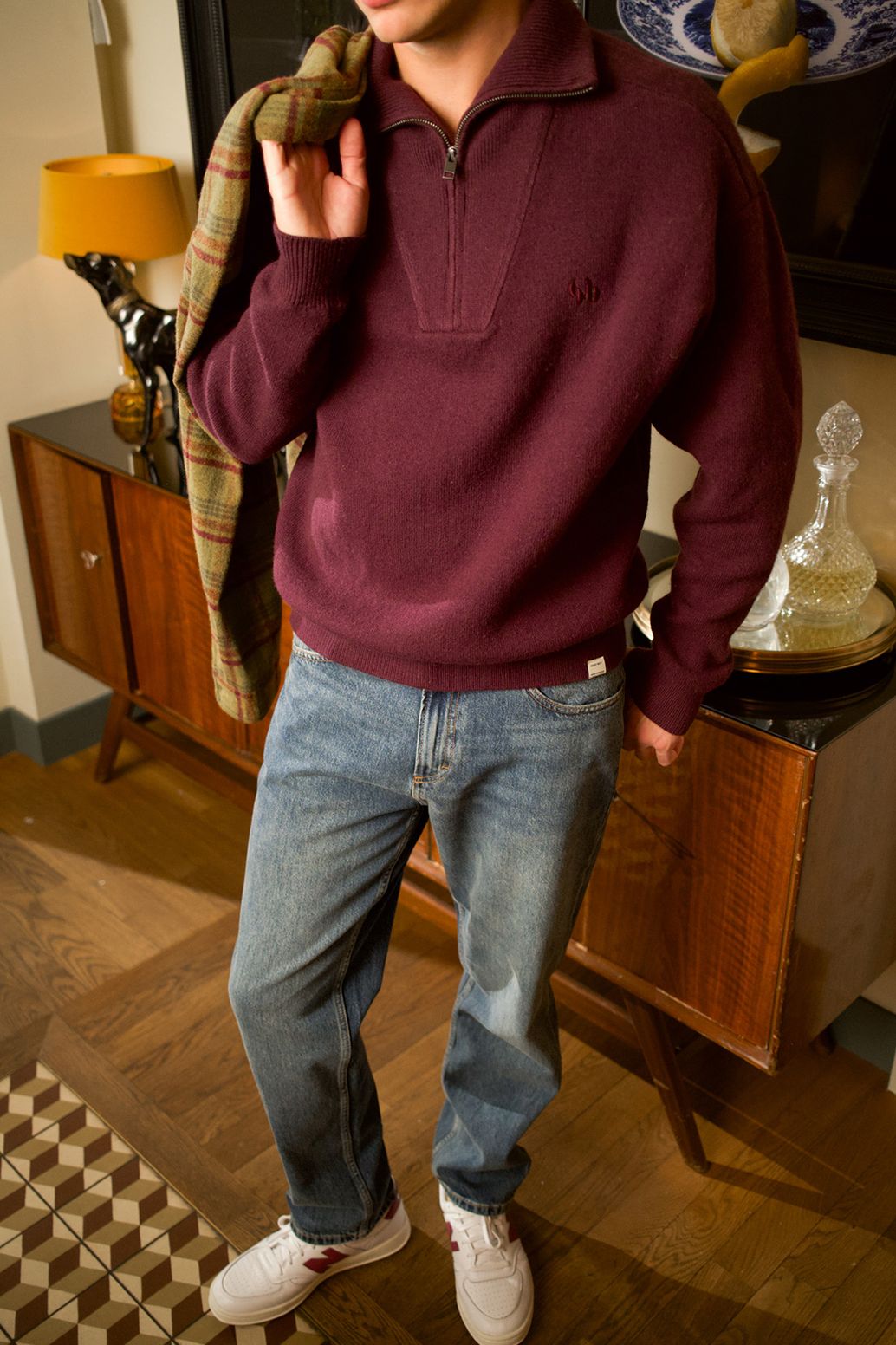 Pull avec fermeture éclair - marron foncé