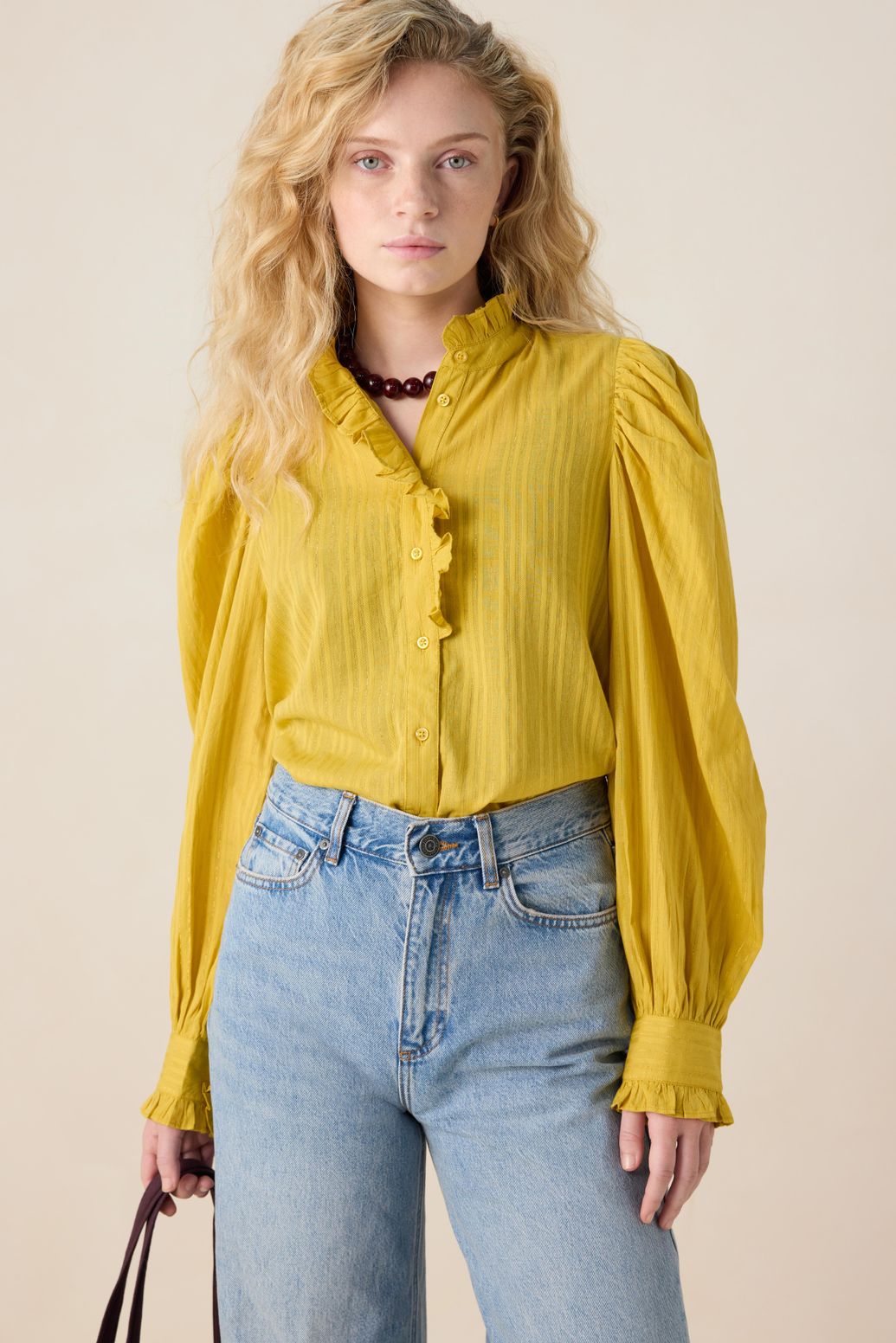 Gele blouse met lurex